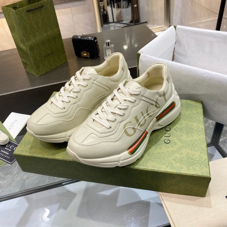 Gucci Women's Rhyton Leather Sneaker Ivory 528892 Drw00 9522 - Image 2