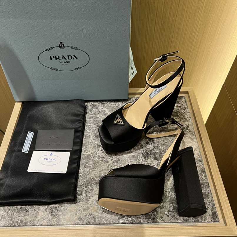 Prada High Heeled Satin Sandals Black 1Xp48B 049 F0002 F 135 - Image 9