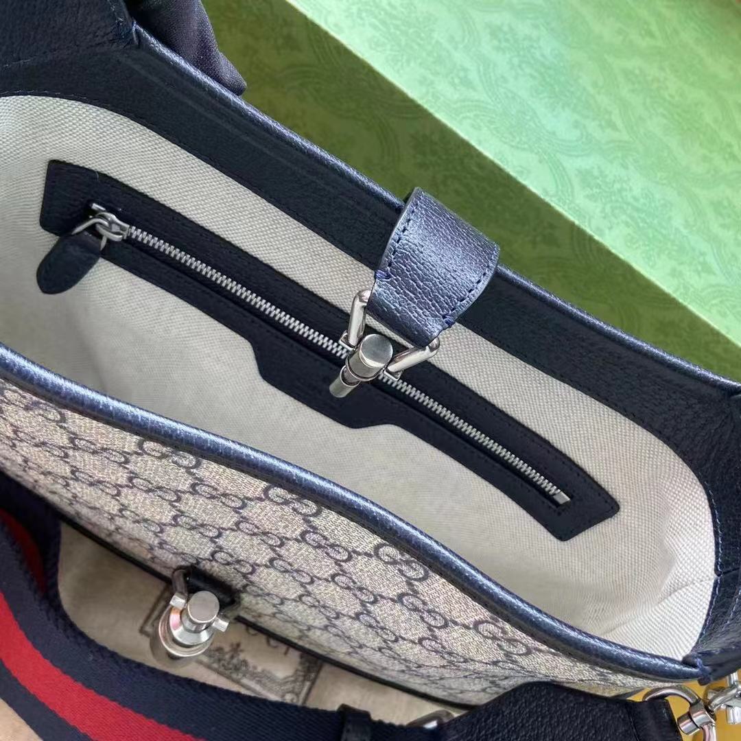 Gucci Jackie 1961 Small GG Supreme Canvas Shoulder Bag Beige And Blue 28Cm 678843 96IWN 4076 - Image 6