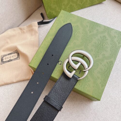 Alternative view of Gucci GG Marmont Silver Logo Leather Belt Black 40Mm