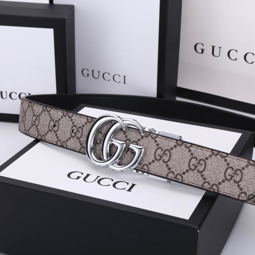 Alternative view of Gucci Gg Marmont Reversible Belt Silver Hardware Beige Brown