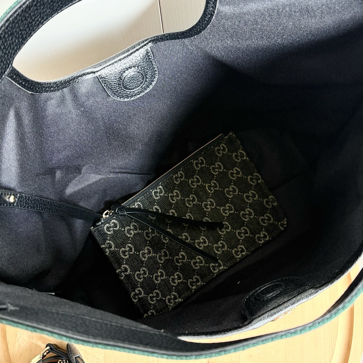 Gucci Giglio Large GG Denim Tote Bag Black And White 39Cm 865452 UN3AG 1099 - Image 7