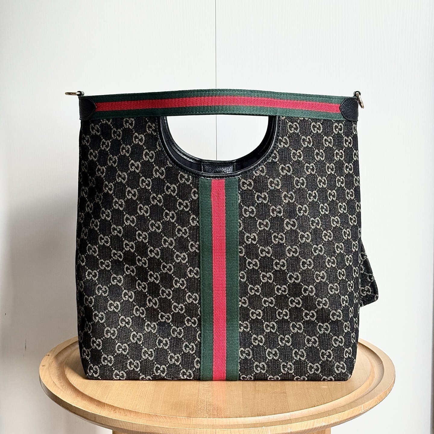 Gucci Giglio Large GG Denim Tote Bag Black And White 39Cm 865452 UN3AG 1099 - Image 4