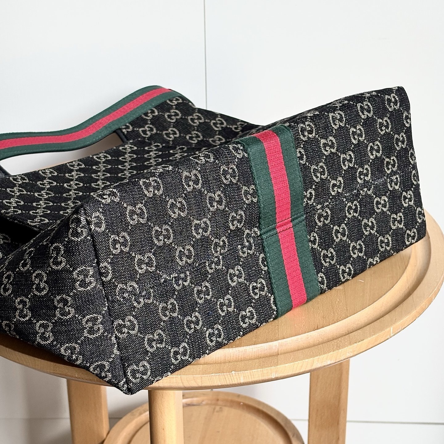 Gucci Giglio Large GG Denim Tote Bag Black And White 39Cm 865452 UN3AG 1099 - Image 6