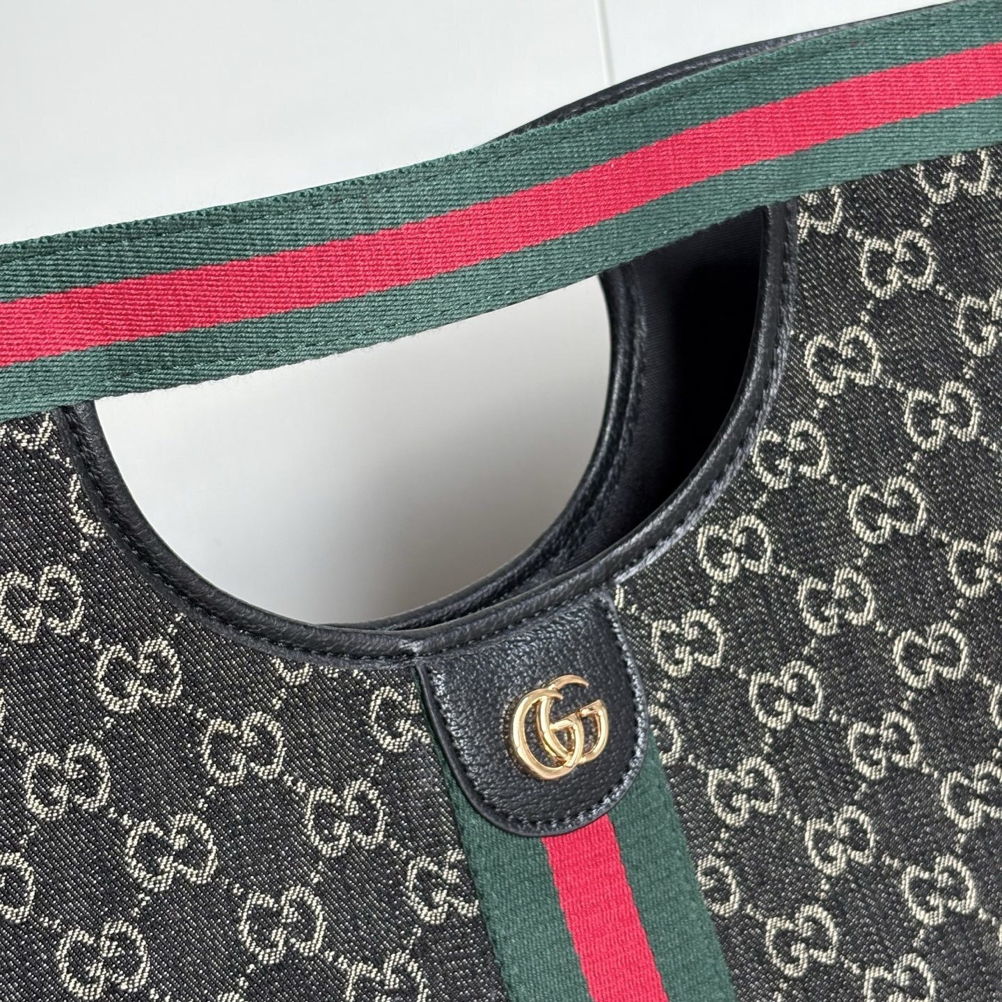 Gucci Giglio Large GG Denim Tote Bag Black And White 39Cm 865452 UN3AG 1099 - Image 5