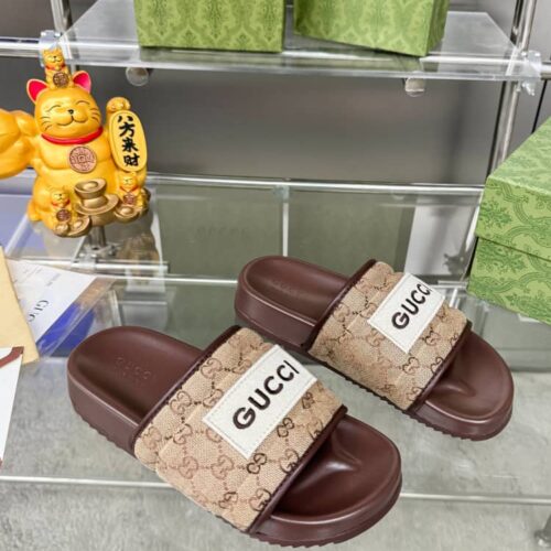 Alternative view of Gucci Gg Horizontal Strap Sandals With Tag In Brown