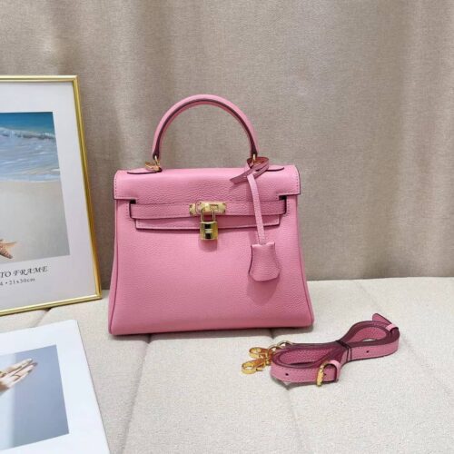 Alternative view of Hermes Kelly 28 Sellier Epsom Leather Handle Bag Rose Confetti 28cm