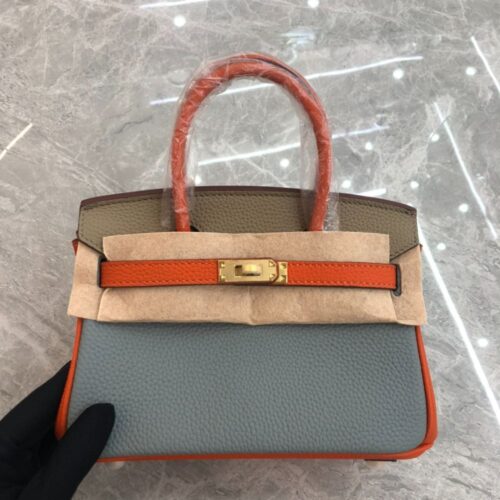 Alternative view of Hermes Birkin Mini Epsom Gold Hardware Handbag Multicolor 20Cm