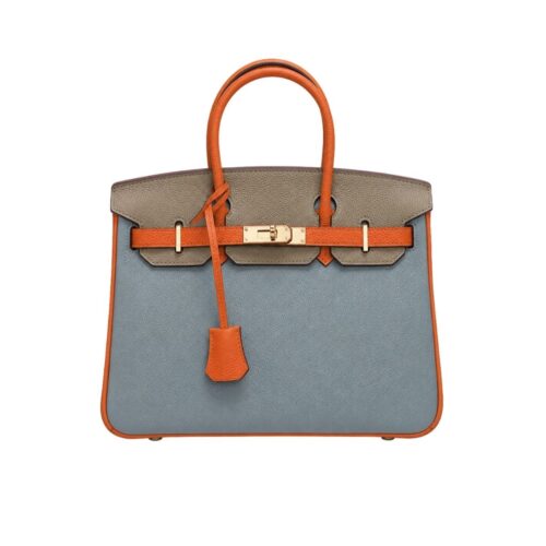 Hermes Birkin Mini Epsom Gold Hardware Handbag Multicolor 20Cm