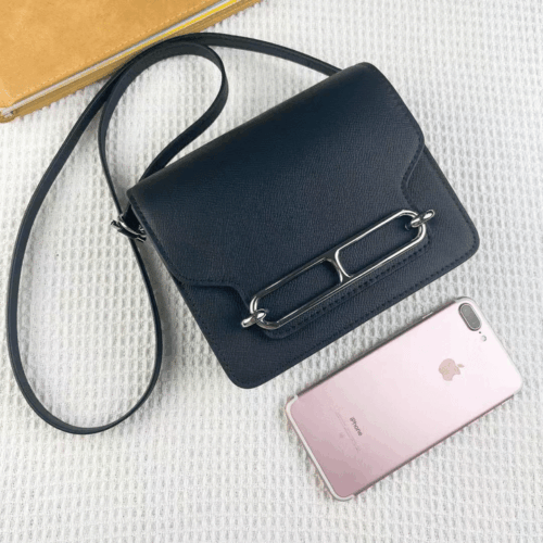 Alternative view of Hermes Roulis Mini Shiny Alligator Permabrass Hardware Crossbody Bag Black 18Cm