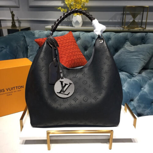 Alternative view of Louis Vuitton Carmel Mahina Leather Hobo Bag Black 40Cm M52950