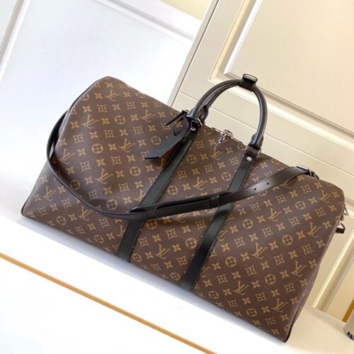 Alternative view of Louis Vuitton Keepall Bandoulière 55 Monogram Macassar Duffle Bag Brown 55cm M56714