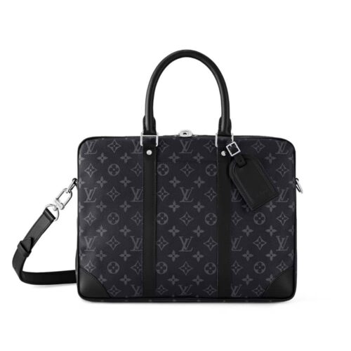 Louis Vuitton Porte Documents Voyage Monogram Eclipse Working Bag Black 37Cm M46457