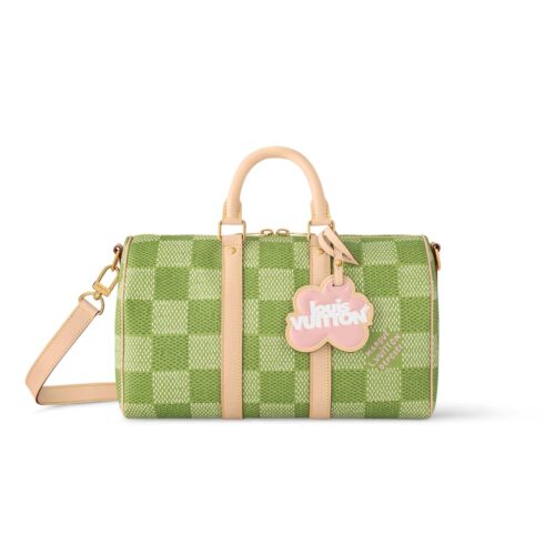 Louis Vuitton Keepall Bandoulière Damier Canvas Handbag Green 35Cm N40671
