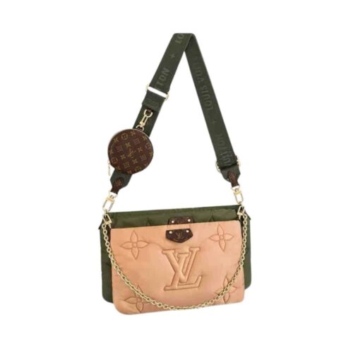 Louis Vuitton Maxi Multi Pochette Accessoires Monogram Pilow Crossbody Bag Beige And Green 24Cm