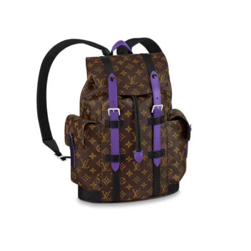 Louis Vuitton Christopher Monogram Macassar Canvas Backpack Brown And Purple 45Cm M46247