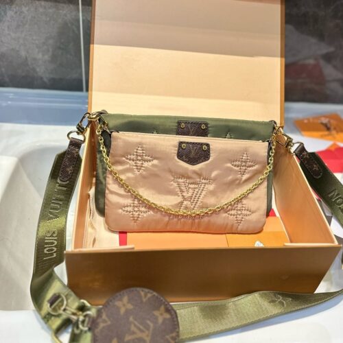 Alternative view of Louis Vuitton Maxi Multi Pochette Accessoires Monogram Pilow Crossbody Bag Beige And Green 24Cm