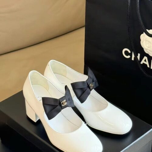 Alternative view of Chanel Mary Janes Patent Leather White G45356 B15113 NT688