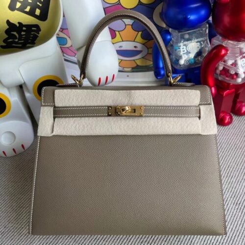 Alternative view of Hermes Kelly Epsom Gold-tone Hardware Handbag Etoupe CK18 28cm