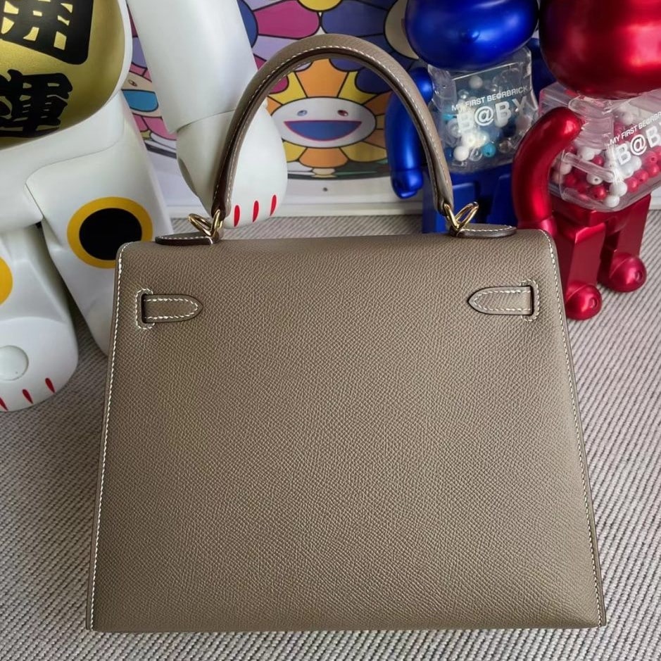 Hermes Kelly Epsom Gold-tone Hardware Handbag Etoupe CK18 28cm - Image 3