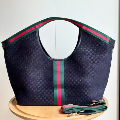 Alternative view of Gucci Giglio Large Suede Tote Bag Dark Blue 60Cm 853971 Caabv 4541