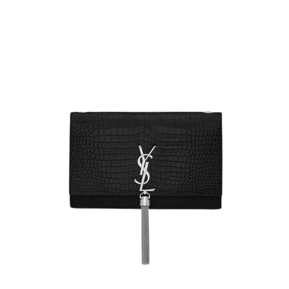 Saint Laurent Kate Tassel Medium Embossed Leather Shoulder Bag Black 22Cm 354119DND0N1000