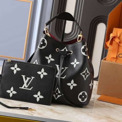 Alternative view of Louis Vuitton Néonoé MM Bicolor Monogram Empreinte Bucket Bag Black White 26cm M45497