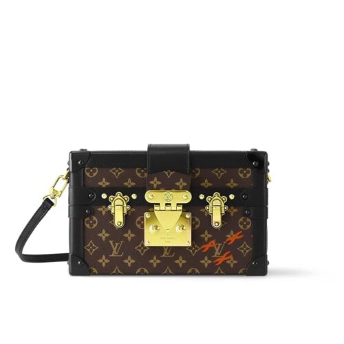 Louis Vuitton Petite Malle Monogram Canvas Handle Bag Dark Brown 20Cm M45943