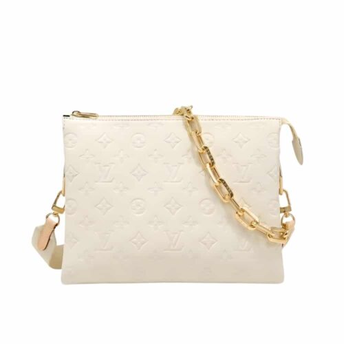 Louis Vuitton Coussin PM Monogram Embossed Shoulder Bag Cream 26Cm M57793