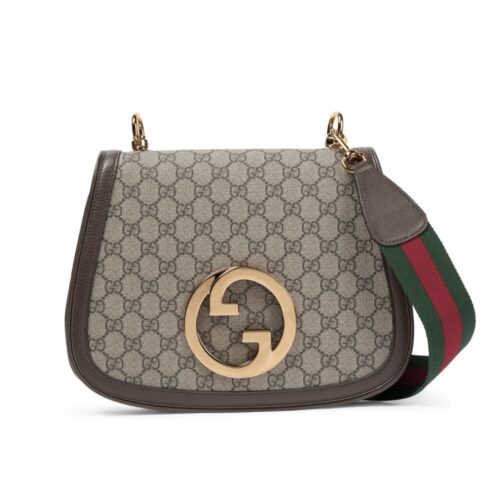 Gucci Blondie Medium GG Supreme Canvas Shoulder Bag Beige Ebony 29cm 699210 96IWG 8745