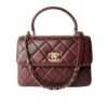 Chanel Trendy CC Medium Smooth Leather Handle Bags Burgundy 25cm