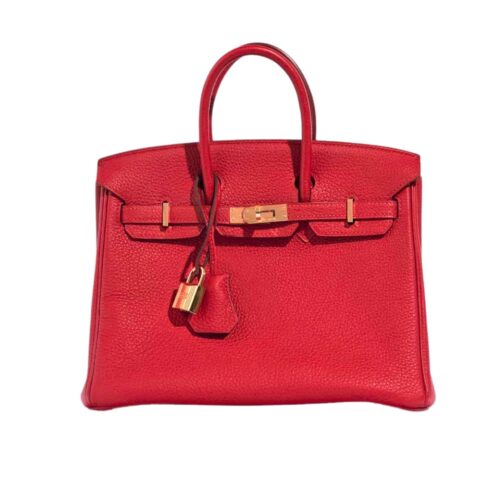 Hermes Birkin Epsom Gold Hardware Handbag Red 25Cm