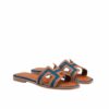 Hermes Oran Sandals Smooth Leather Denim Orange H221105ZV48340