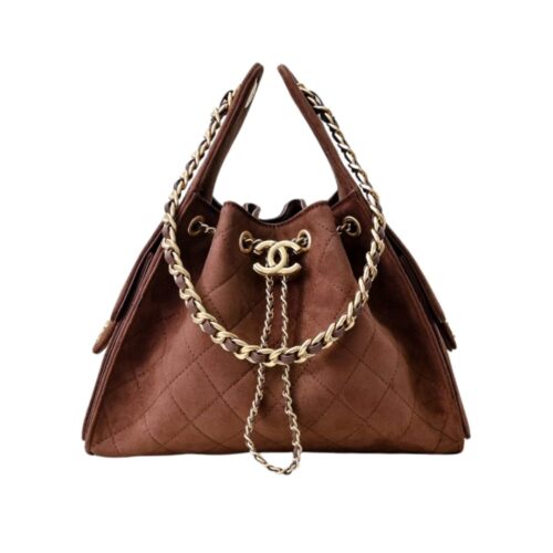 Chanel 25 Small Suede Leather Handbags Brown 26cm AS5293 B18799 U3950
