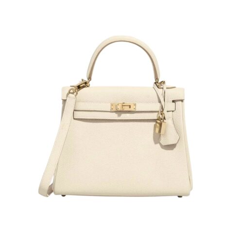 Hermes Kelly Mini Epsom Gold Hardware Handbag Craie White 20Cm