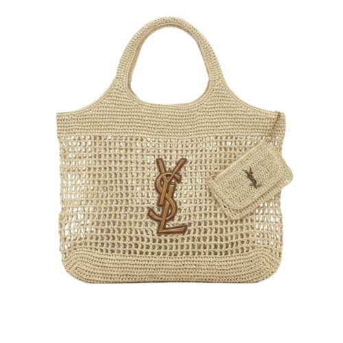 Saint Laurent Icare Maxi Raffia Gold Hardware Shopping Bag Natural 43Cm 772191GAAEK2063