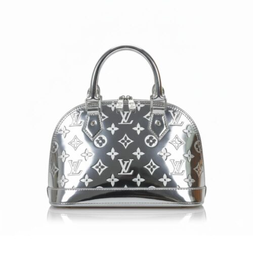 Louis Vuitton Alma BB Monogram Vernis Handle Bag Silver 23cm