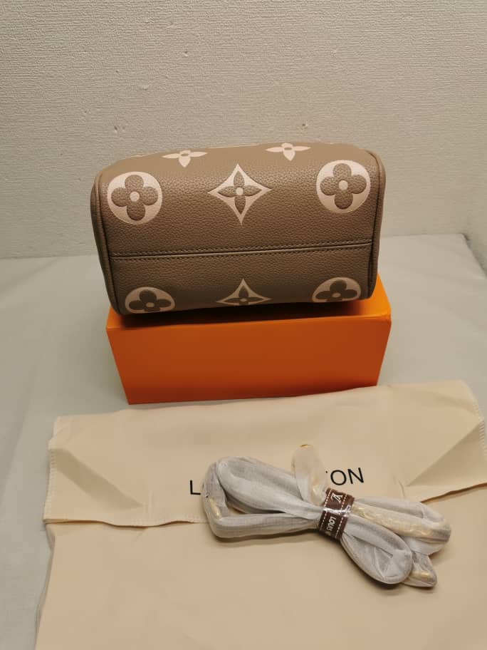 Louis Vuitton Speedy Bandoulière 20 Monogram Empreinte Handle Bag Tourterelle Gray 20Cm M46575 - Image 5