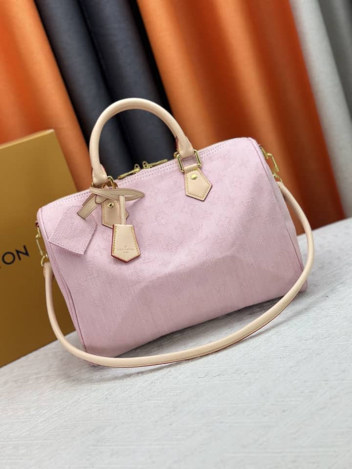 Louis Vuitton Speedy Soft 30 Monogram Denim Top Handle Bag Washed Pink 30Cm - Image 2