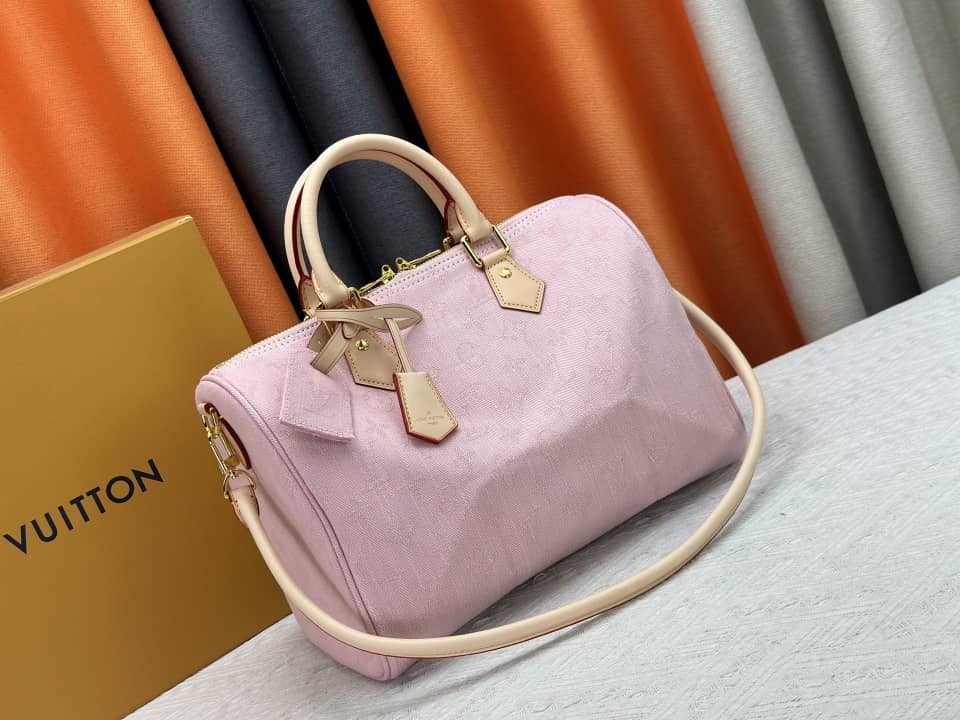 Louis Vuitton Speedy Soft 30 Monogram Denim Top Handle Bag Washed Pink 30Cm - Image 5