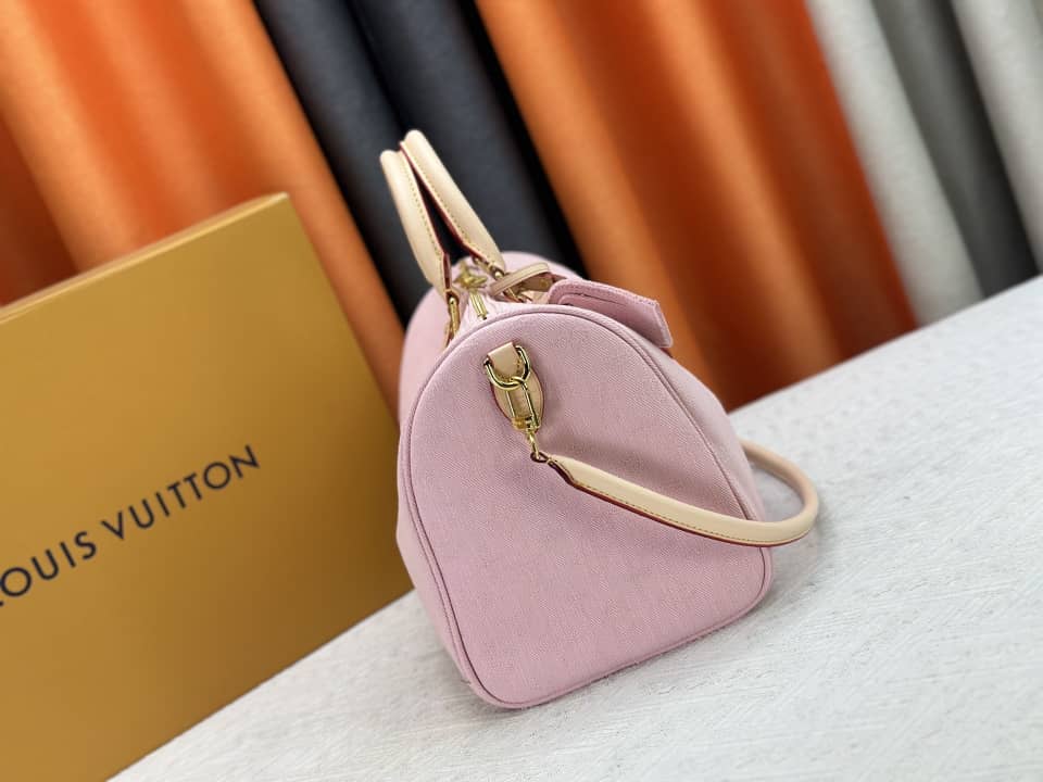 Louis Vuitton Speedy Soft 30 Monogram Denim Top Handle Bag Washed Pink 30Cm - Image 3