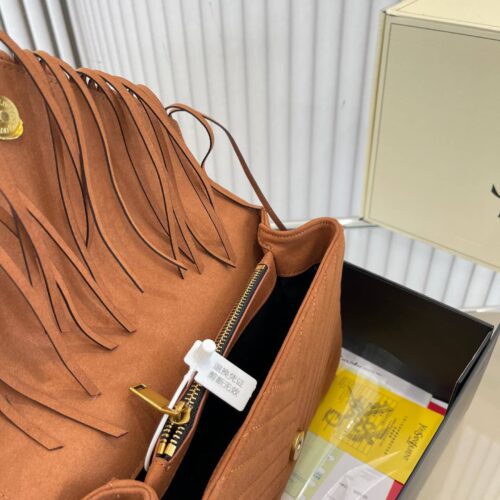 Alternative view of Saint Laurent College Medium In Suede Chain Bag Cinnamon 24cm 531705 0u0k7 7761