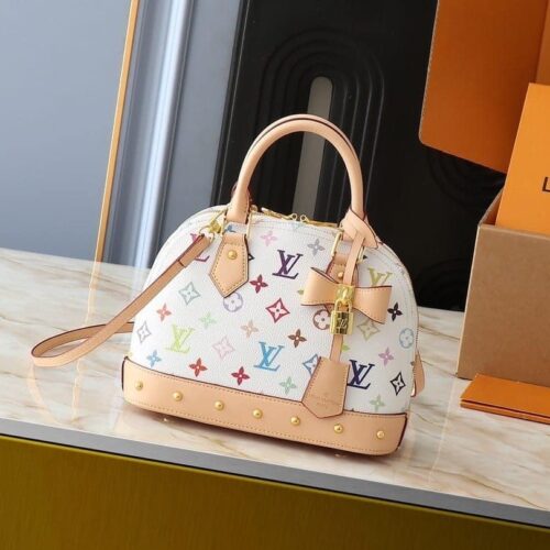 Alternative view of Louis Vuitton X Takashi Murakami Alma BB Monogram Canvas Top Handle Bag White Multicolor 24Cm M13078