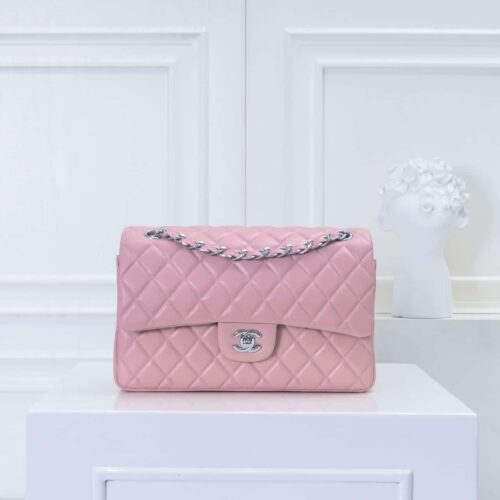 Alternative view of Chanel Classic Double Flap Bag Smooth Leather Flap Bag Light Pink 25cm