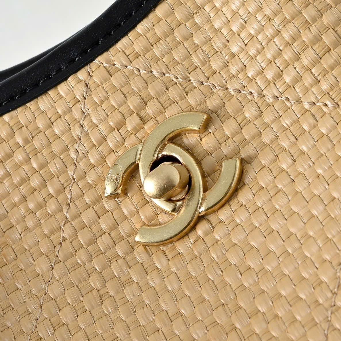 Chanel Shopping Bag Medium Braided Raffia Tote Bag Beige 30cm - Image 7
