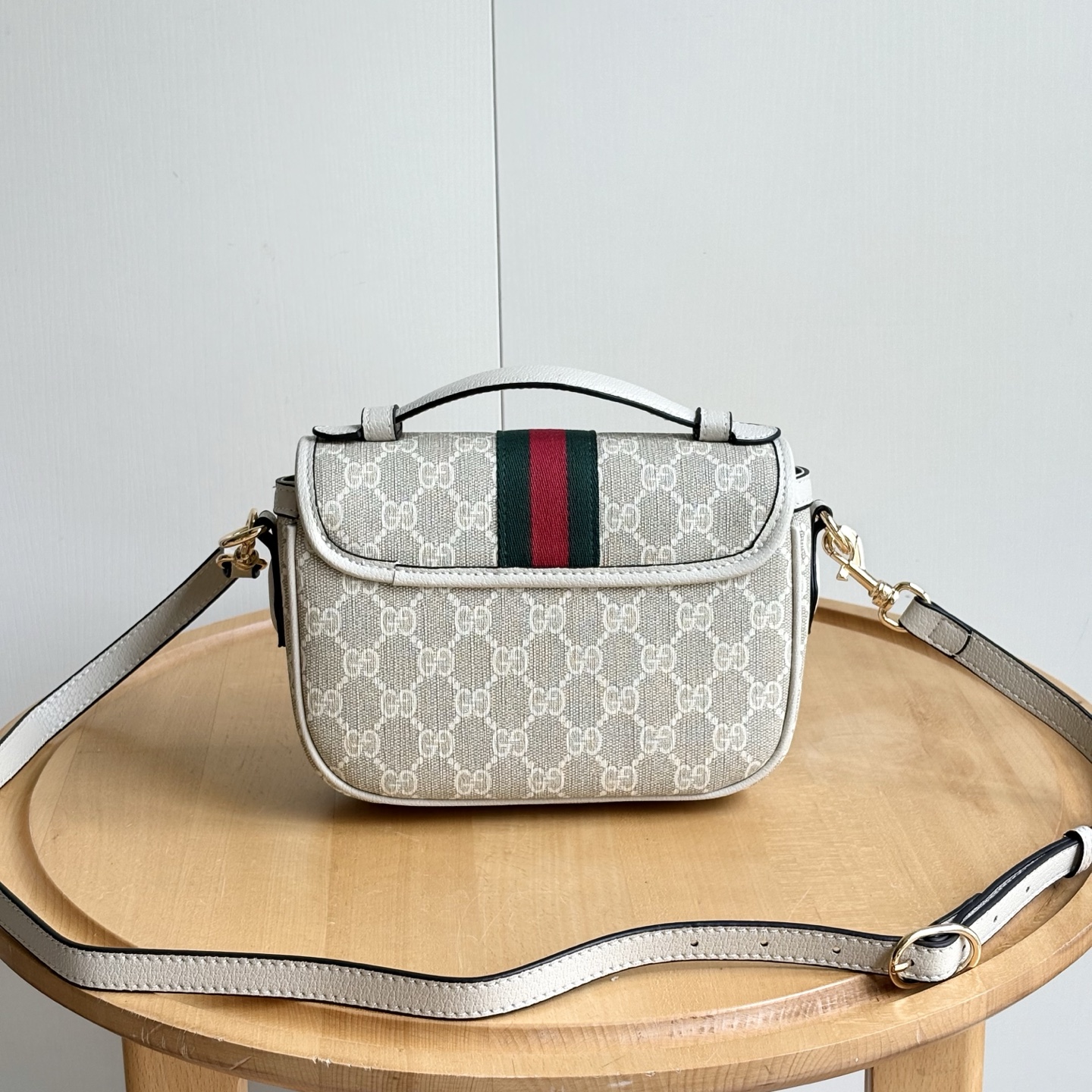 Gucci Ophidia Small GG Monogram Top Handle Bag Beige And White 20Cm 836843 FAE0J 9643 - Image 5