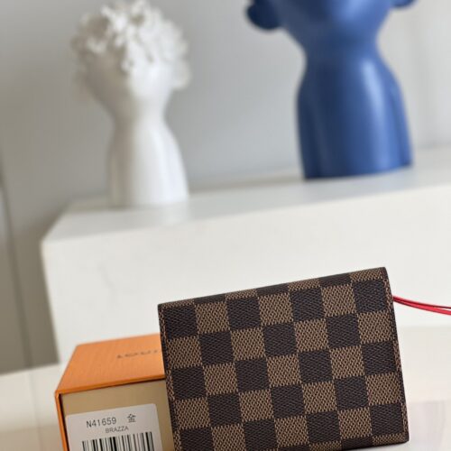 Alternative view of Louis Vuitton Victorine Damier Ebene Canvas Wallet Cerise Red 12cm N41659