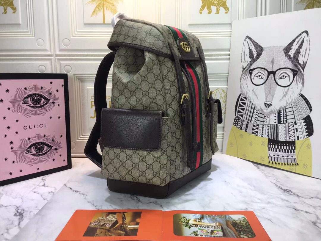 Gucci Ophidia Medium GG Supreme Canvas Backpack Beige Brown 40cm 598140 HUHAT 8564 - Image 2