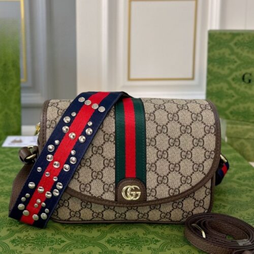 Alternative view of Gucci Ophidia Small GG Supreme Canvas Shoulder Bag Beige Brown 23cm 722117 FAAX3 9789