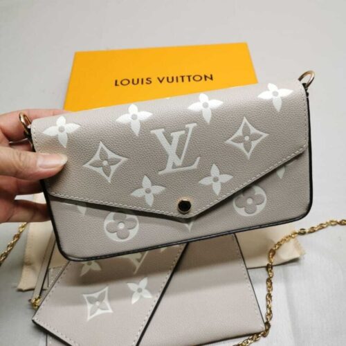 Alternative view of Louis Vuitton Félicie Pochette Monogram Empreinte Leather Crossbody Bags Grey 21cm M82610